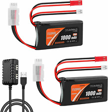2x 2S 1000mAh 7.4V Lipo Battery SCX24 Batteries with PH2.0 & JST Plug 2in1 USB picture