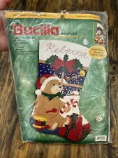Vintage Bucilla Teddy’s Christmas Eve Jumbo Felt Stocking Kit New Sealed 84242 picture
