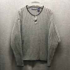 Vintage Structure Sweater Adult Large Gray Henley Knit Cotton 90s Casual Mens picture