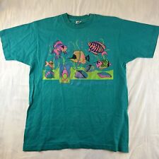 VTG Neon Fish Single Stitch T Shirt Double Sided Size XL picture