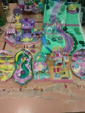Vintage Polly Pocket Pollyville Lot Compacts Houses Mat 21 People+Accessories picture