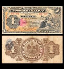 Mexico 1 Peso 1914 P-S240 Serie A Londres {Left Seal} Seated Liberty Train Cir picture
