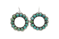 VTG Oscar Betz Potosi Round Turquoise sterling silver southwest dangle earrings picture