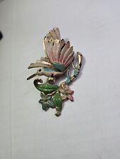 Vintage Hand Painted Celluloid Hummingbird Brooch Pin picture
