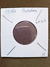 Antique Sweden Frederick I Copper 1750 SM 1 Öre VF Very Fine Condition picture