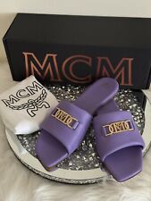 NIB Women’s MCM Mode Travia Flat Sandals Purple Comes W/ Box & Dust Cover Sz 10 picture