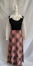 60s Vintage Maxi Dress Metallic Plaid Skirt Lace Shirt & Vest Look Schoolgirl 14 picture