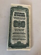 1920 REPUBLIC OF POLAND 20 YEAR 6% U.S. DOLLAR GOLD BOND W/ COUPONS picture