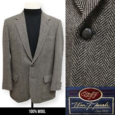 VINTAGE TWEED FARAH mens gray herringbone sport coat suit jacket blazer 42 R picture