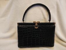 Vintage Bellestone Black Alligator 1950's Style Handbag Purse picture