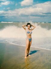 2000s Slim Pretty Young Woman Bikini Armpits Lady Sea Waves Vintage Photo picture