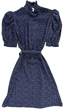 VTG 1970s Belted Shirt Dress Floral Print Blue Charlee Allison COTTAGECORE SZ SM picture