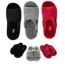Authentic UGG Mens Fluff You Cozy Slippers Sandals Shoes Black Metal Red New  picture