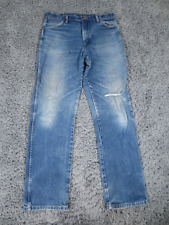 Vintage Wrangler Jeans Mens 36x34 Blue 100% Cotton 13MWZ Cowboy Cut Distressed * picture