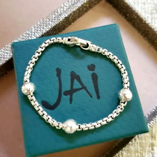 John Hardy Jai Sukhothai Hammered Bead Sterling Silver Bracelet Size Large 8