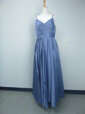 JJ's House Slate Blue A-Line V-Neck Floor-Length Satin Prom Dress Sz 16 234432 picture