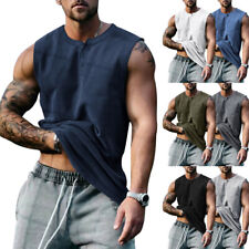 Men's Tank Tops Sleeveless Summer Men Workout Breathable Solid Color Vest Casual picture