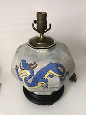 Vintage Belgium A.Dubois . Hand Painted Ceramic Table Lamp Signed By The Artist. picture