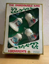 Vintage Bradford Christmas Ornaments 4 Bells The Unbreakable Kind Orig Box MCM picture