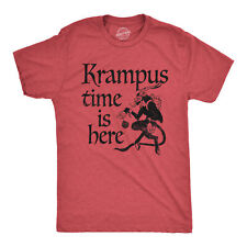 Mens Krampus Time Is Here T Shirt Funny Xmas Evil Devil Santa Joke Tee For Guys picture