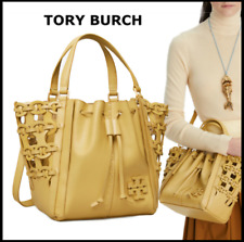 SALE NWT Tory Burch McGraw Die-Cut Dragonfly Drawstring Leather Satchel, BEESWAX picture