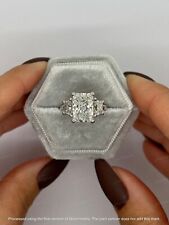 4Ct Radiant Cut Lab Created VVS1 Diamond Engagement Ring 14k White Gold Plated picture