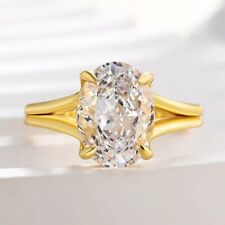 2.00 Ct Oval Cut Moissanite Engagement Solitaire Ring Solid 14K Yellow Gold picture
