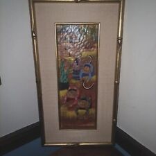 THANOM Signed Asian Japanese Chinese Themed Colorful Wall Art Artwork Framed  picture