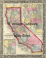 Antique 1860 Map Of California Old Cities And Ghost Towns Reproduction 8.5 X 11 picture