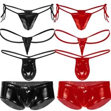 US Mens Wet Look Leather G-String Micro Thong Bulge Pouch Low-rise,Underwear picture