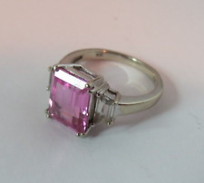 VINTAGE BEAUTIFUL WOMENS AU 10K WHITE GOLD PINK SAPPHIRE 10MM X 8MM RING 6 SIZE picture