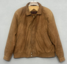 Vintage Mirage Mens Jacket Large Medium Brown Distressed Leather Quilt Lined Y2K picture