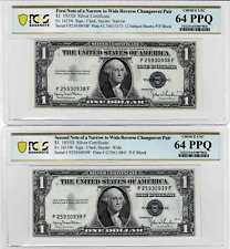 1935D $1 Silver Certificates-Narrow to Wide Reverse Changeover Pair- PCGS 64 PPQ picture