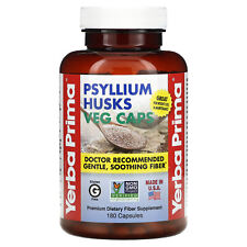 Yerba Prima Psyllium Husks Veg Caps 625 mg 180 Capsules Gluten-Free, GMP Quality picture