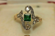 Vintage Circa 1930's Engagement Ring 14K Yellow Gold Over 2 Ct Simulated Emerald picture