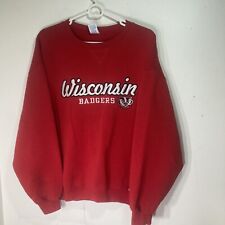 VINTAGE Wisconsin Badgers Sweatshirt Mens Large L Red Russell Athletic Crewneck picture