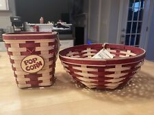 Longaberger 2012 Popcorn Bowl Baskets LARGE + SMALL LOT OF 2 SOLD 1/11/12 ONLY picture