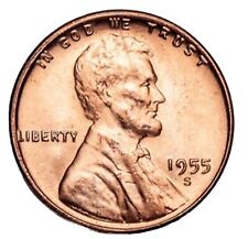 1955-S Gem Red BU US Lincoln Wheat Cent Penny Fast S&H W/Tracking picture