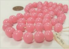 50 VINTAGE JAPANESE 1950's CHERRY BRAND GLASS OPAQUE PINK 10mm. ROUND BEADS 4718 picture