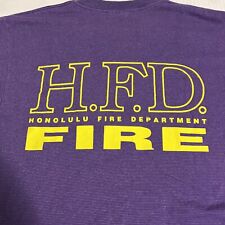 Vintage Honolulu Fire Dept HFD Shirt Purple Single Stitched Striped Adult Large picture