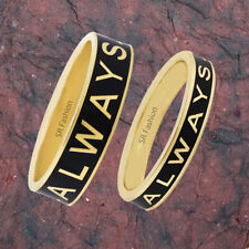 6mm and 4mm ALWAYS Black Enamel Ring, Personalized Anniversary and Wedding Band picture