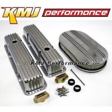 SBC Chevy 350 400 Finned Aluminum Top End Valve Covers Air Cleaner Dress Up Kit picture