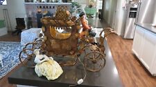 Antique French Italian Coronation Toile Lamp  Figurines Horse Carriage or Coach picture