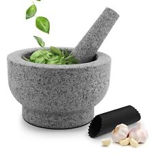 Granite Mortar and Pestle 4 Cup Large Mortar and Pestle Bowl Stone Grinder picture