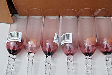 Hand-Blown Long Stem Champagne Flutes  Set of 6  Assorted Colors  S4994 picture