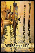 1920s Venice Lido Italy Classic Vintage Style Italian Travel Poster - 16x24 picture