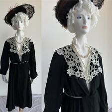 VINTAGE 1930s  BLACK SILK Dress Europe picture