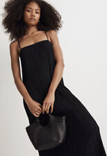 Madewell $118 Plissé Black Dress Size 8 NM452 picture