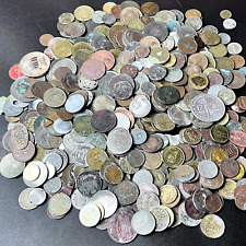 Huge 6 LBs of Damaged & Cull Foreign / World Coins & US tokens picture