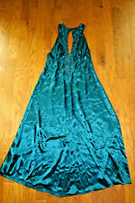 L❤️ Vintage ❤️VICTORIA'S SECRET ❤️SATIN SEQUINED SLIP MAXI LONG BRA DRESS GREEN picture